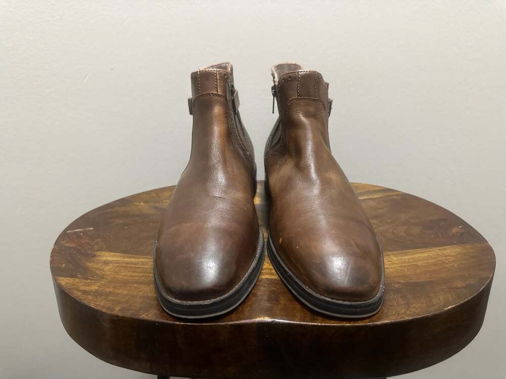 Johnston & Murphy Men's Brown Leather Zip Chelsea Boots Size 10.5M B7